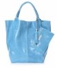 Bőr táska shopper bag Genuine Leather égszínkék 555